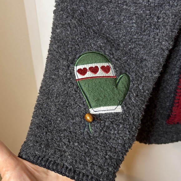 C&B Sport Charcoal Knobby Fleece Christmas Sweater EUC Generously Small - Picture 3 of 12